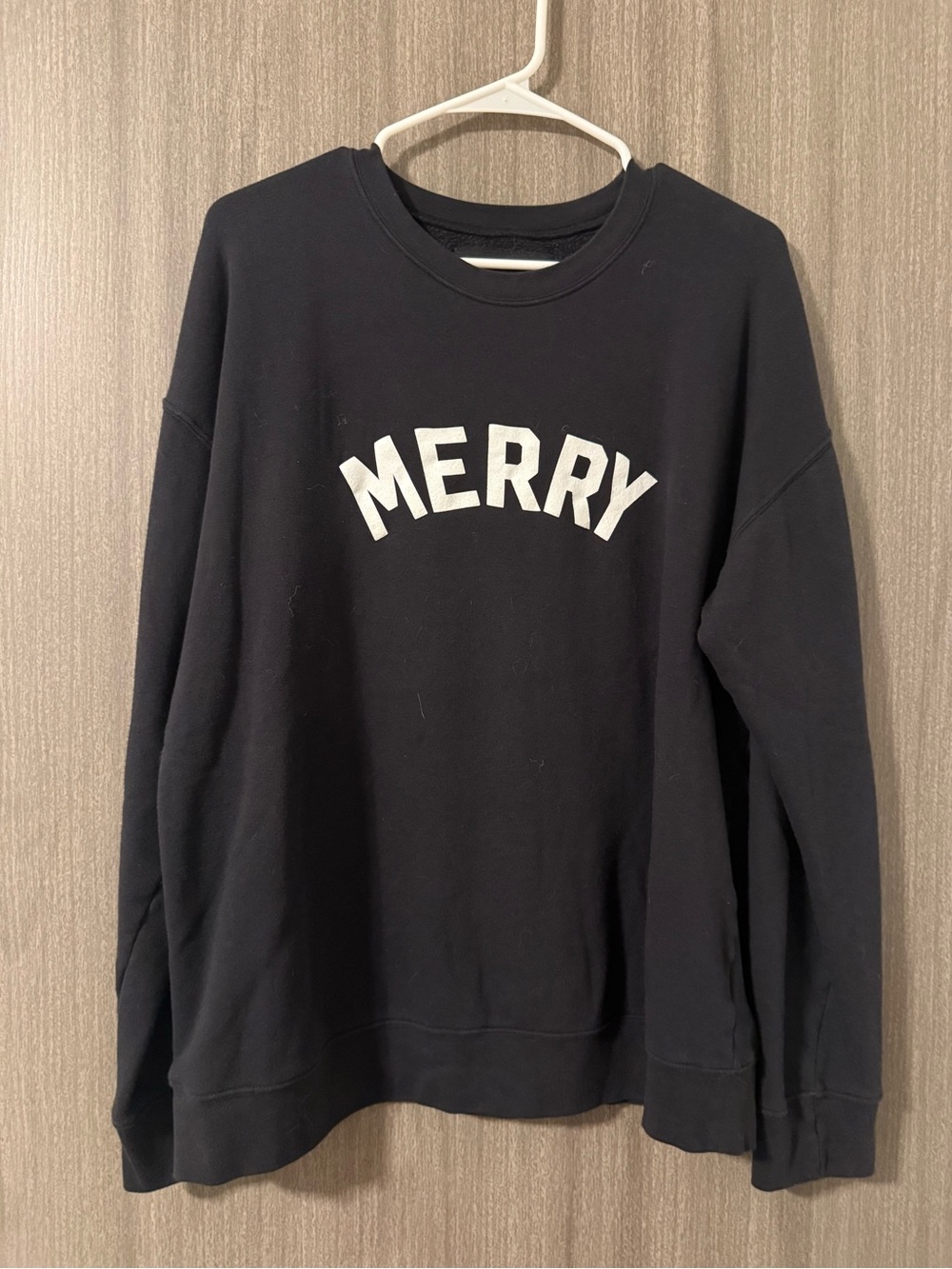MERRY Black Crewneck Pullover Sweatshirt